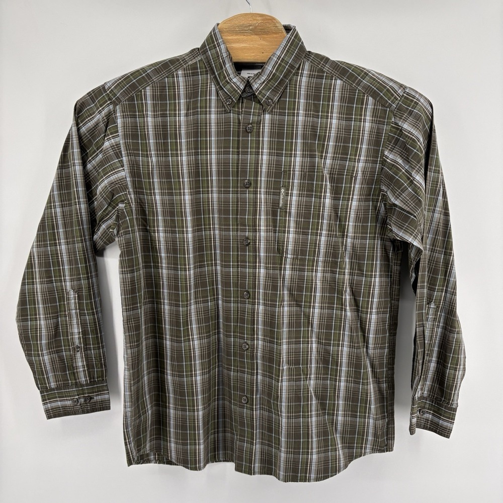 Columbia Men's Medium Green Plaid Long Sleeve Button Down Shirt - Picture 2 of 11